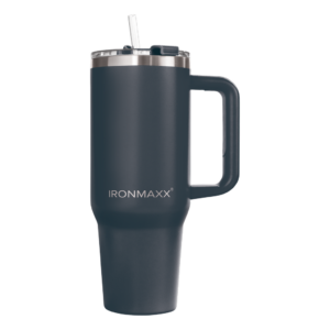 IronMaxx Cup with handle 1,2L (V3) mit Regular Straw - Gold Ring - Granite Green