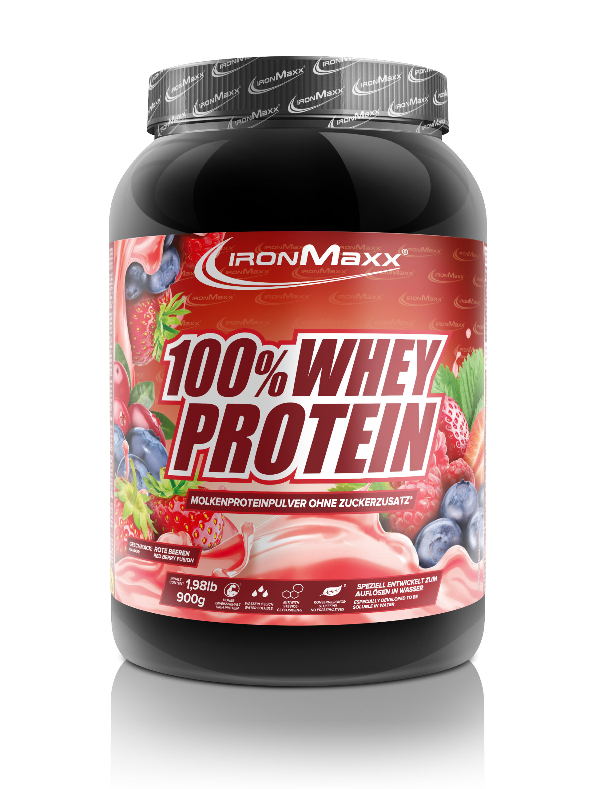 100% Whey Protein - doos 900 g - rode bessenfusion