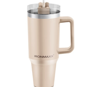 IronMaxx Cup with Handle 1.2L (V1) with Regular Straw - Beige