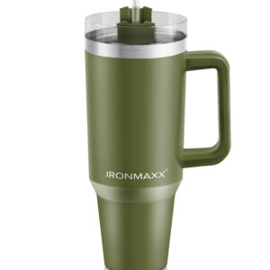 IronMaxx Cup with Handle 1.2L (V1) with Regular Straw - Olive Green