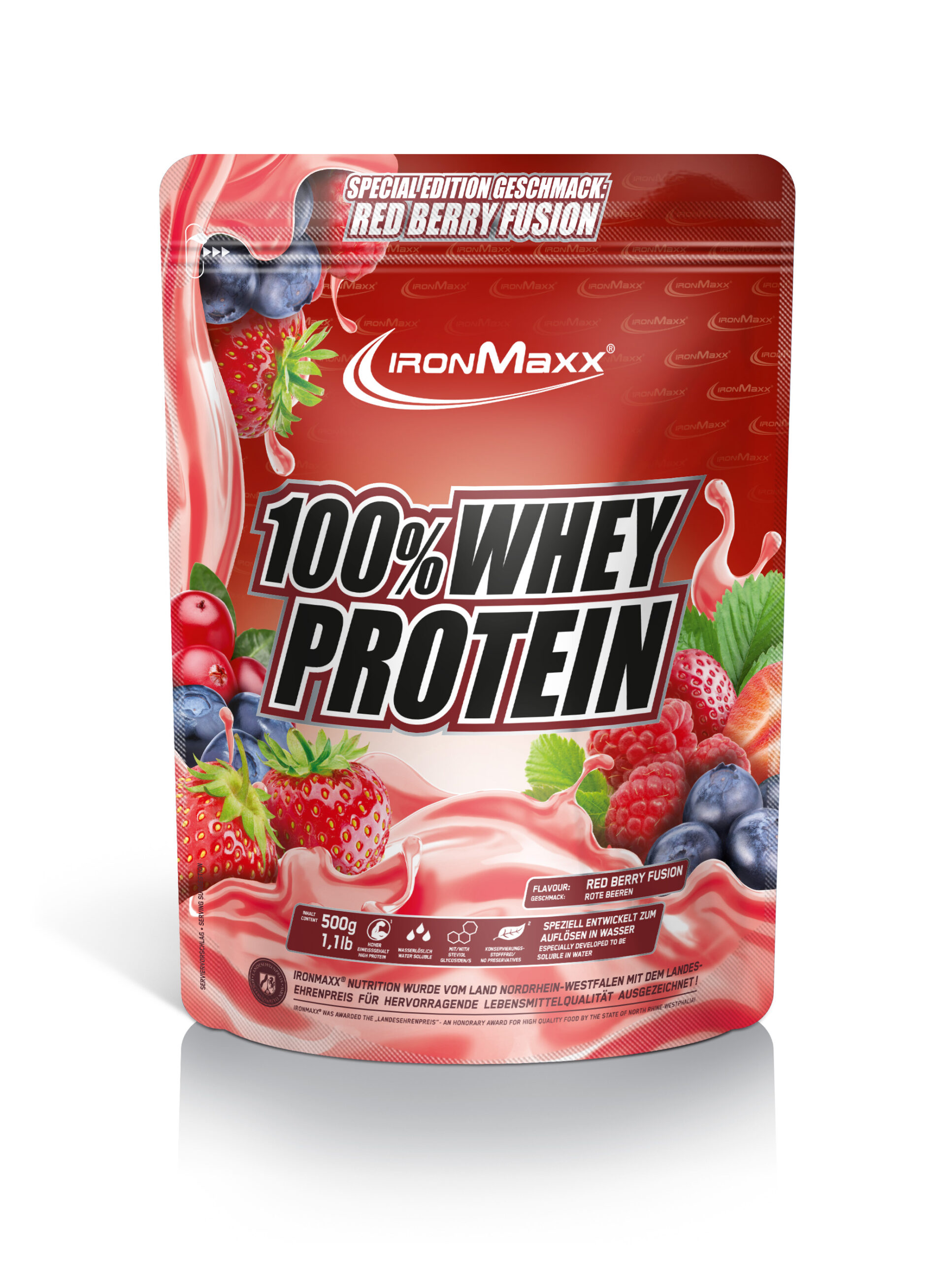 100% Whey Protein - zak 500 g - rode bessenfusion